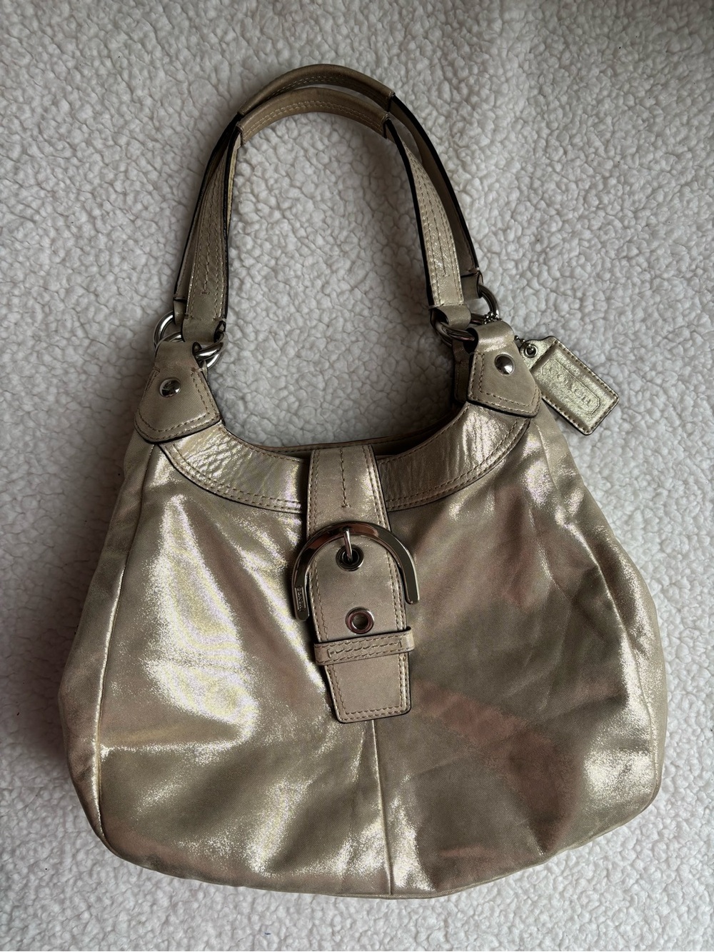 Coach Vintage Y2K Viral Soho Lynn Metallic Gold Leather Hobo Shoulder Bag